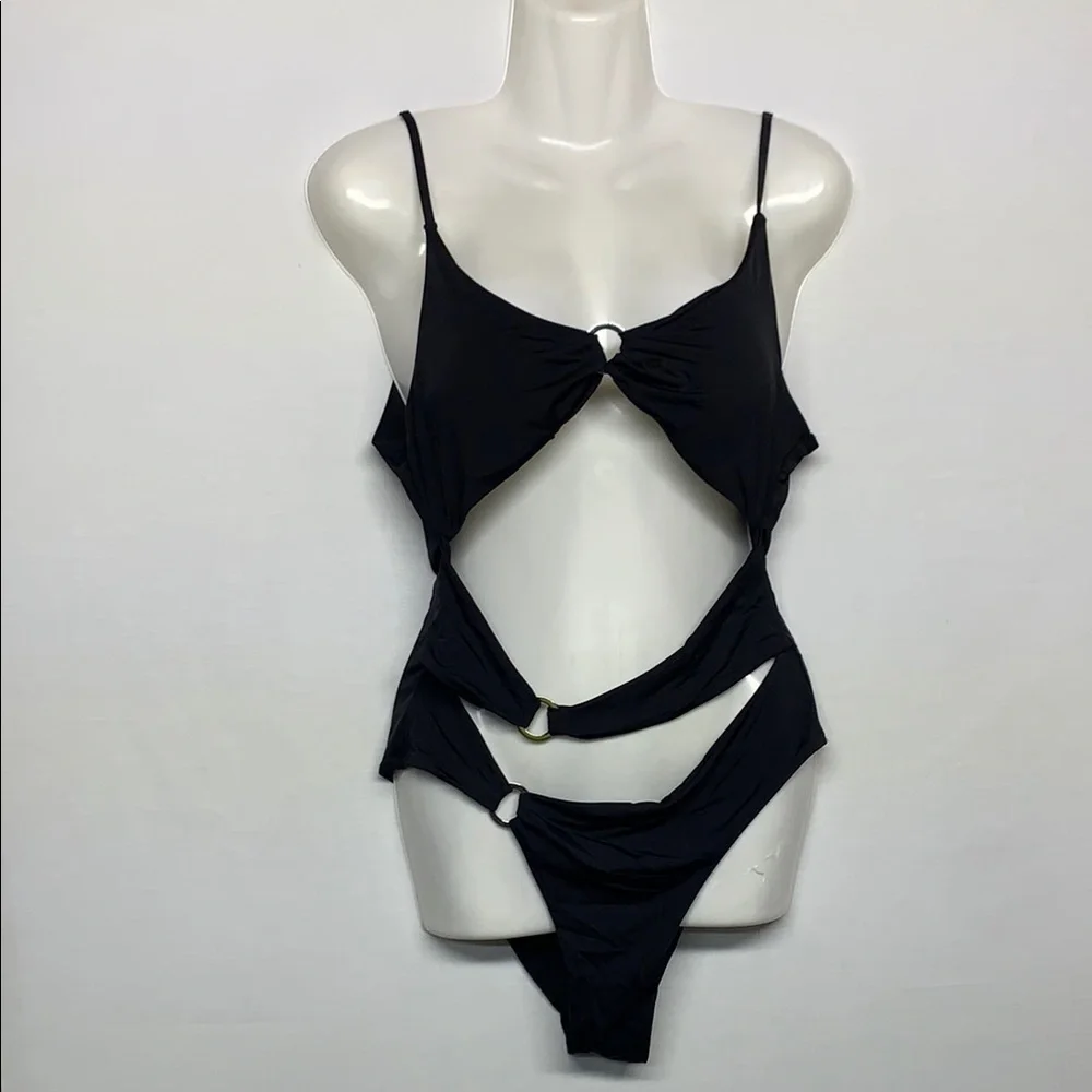 YMI Black Strappy One-Piece Swimsuit
